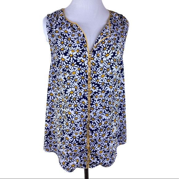 Mod Cloth Daisy Print Sleeveless Sheer Blouse - Picture 1 of 6